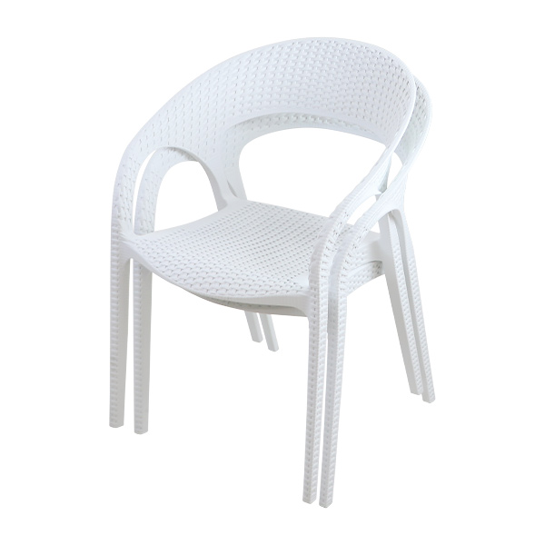 プラスチックチェア ダイニングチェア ガーデンチェアー ラタン調 2脚