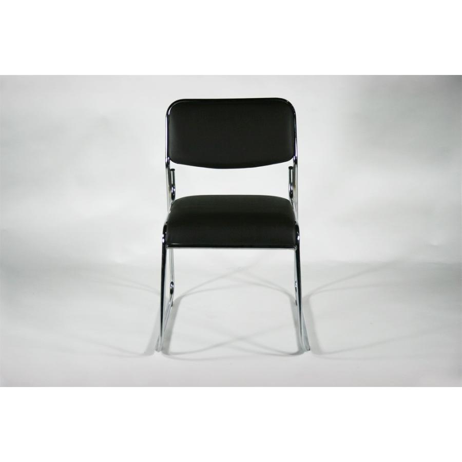 パイプ椅子 4脚セット ミーティングチェア 会議イス 会議椅子 スタッキングチェア パイプチェア パイプイス ブラック｜bauhaus1｜02