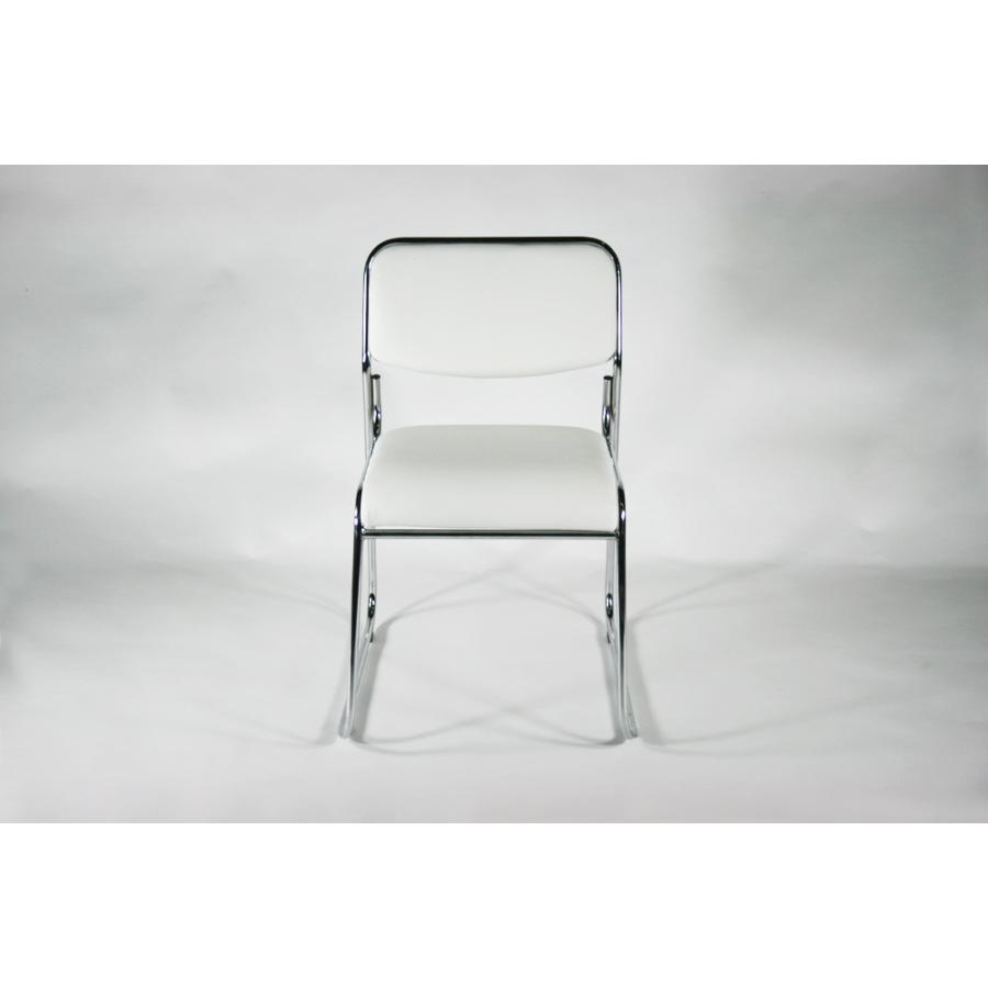 パイプ椅子 4脚セット ミーティングチェア 会議イス 会議椅子 スタッキングチェア パイプチェア パイプイス スノーホワイト｜bauhaus1｜02