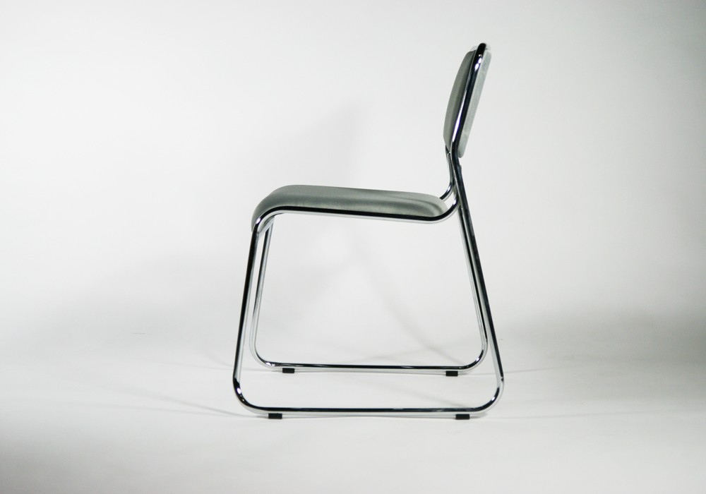 パイプ椅子 3脚セット ファブリック ミーティングチェア 会議イス 会議椅子 スタッキングチェア パイプチェア パイプイス グレー｜bauhaus1｜02