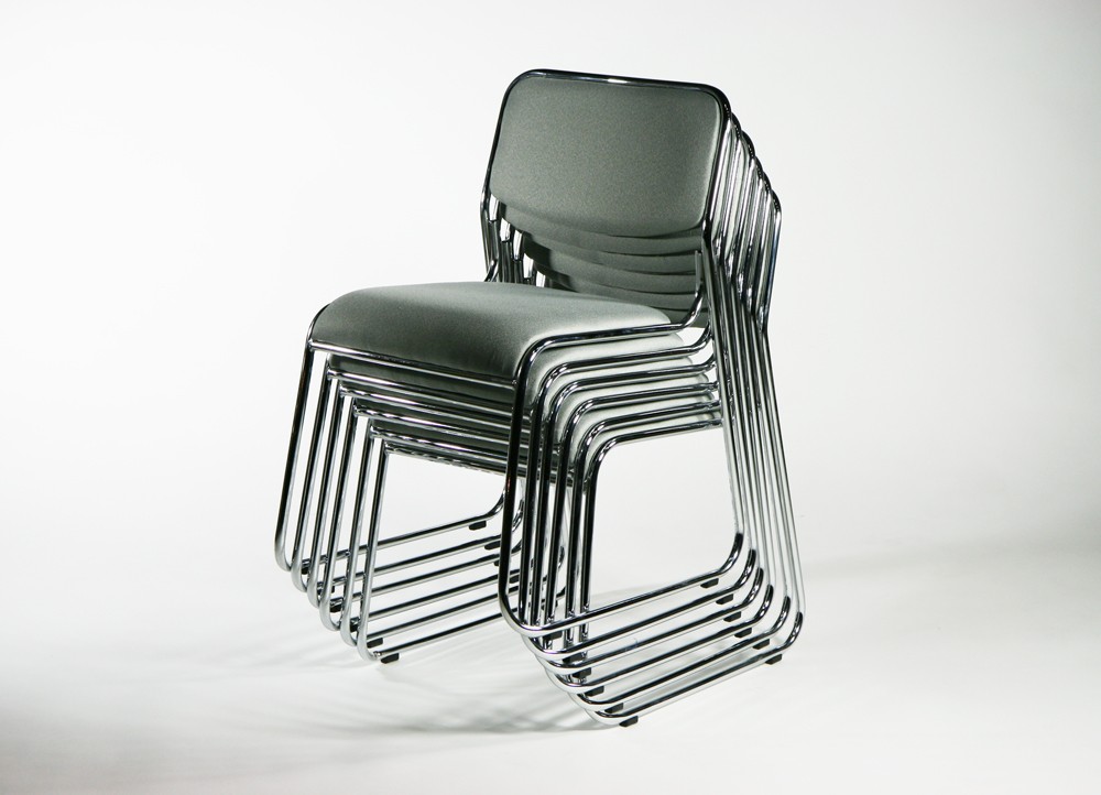 パイプ椅子 3脚セット ファブリック ミーティングチェア 会議イス 会議椅子 スタッキングチェア パイプチェア パイプイス グレー｜bauhaus1｜05