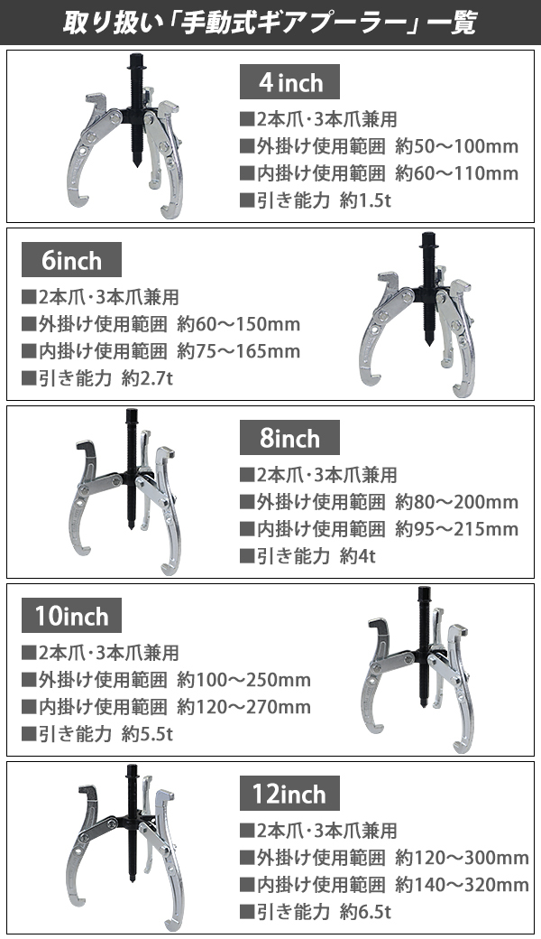 メーカー直送 ギヤプーラー ３本爪 ２本爪 300mm ベアリングプーラー