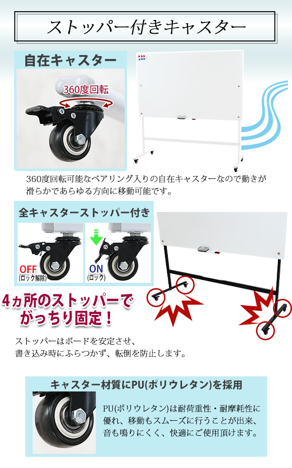 ガラスホワイトボード ガラスボード 強化ガラス 脚付き 高さ2段階 高さ調節 約1500×900mm 片面 選べるフレームカラー ストッパー付キャスター  : gwhbdm34-15090 : BAUHAUS - 通販 - Yahoo!ショッピング