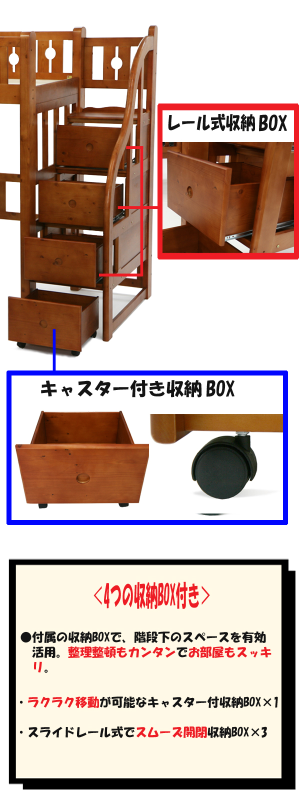 階段付きロフトベッド システムベッド ホルムアルデヒド未使用 階段 