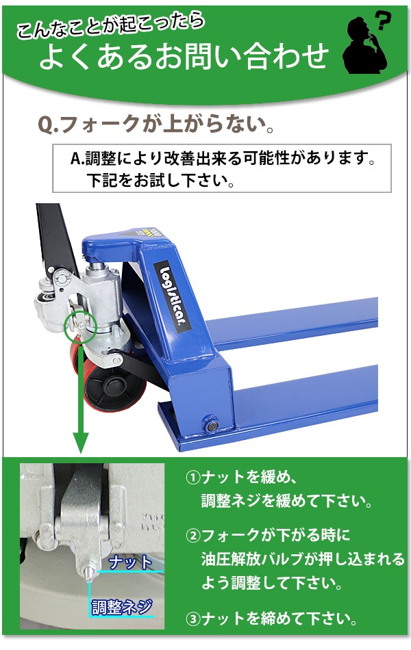 ハンドパレット 超低床 35mm 幅540mm フォーク長さ1150mm 1000kg 青 