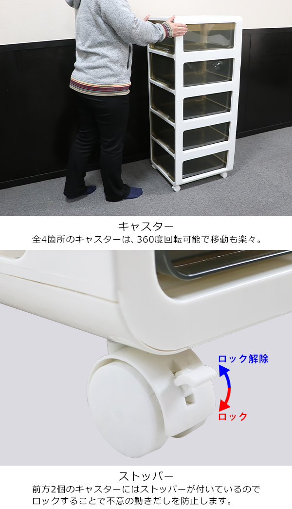 プラスチックチェスト 5段チェスト 収納ボックス 収納ケース 完成品