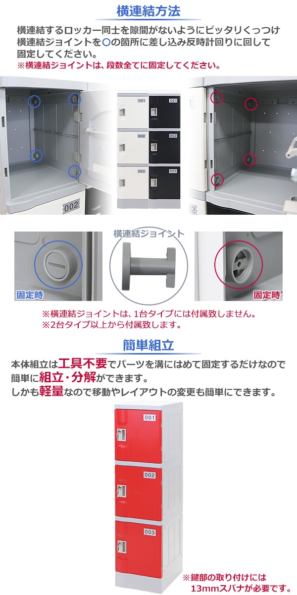 プラスチックロッカー ロッカー エコノミーモデル 連結可能 3人 プラスチックロッカー ロッカー エコノミーモデル 連結可能 3人