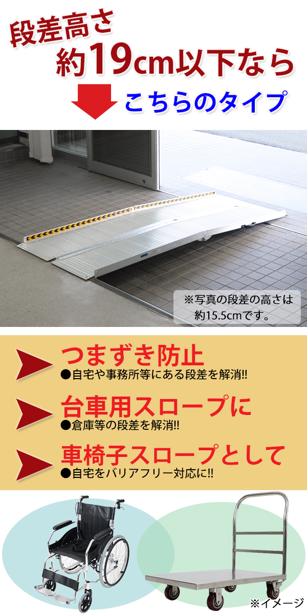 アルミスロープ スロープ長さ約214cm 幅約72.5cm 耐荷重約270kg 工事不要 完成品 組立不要 介護用品 脱輪防止 スロープ 車椅子用  折り畳み : r02-7ft : BAUHAUS - 通販 - Yahoo!ショッピング