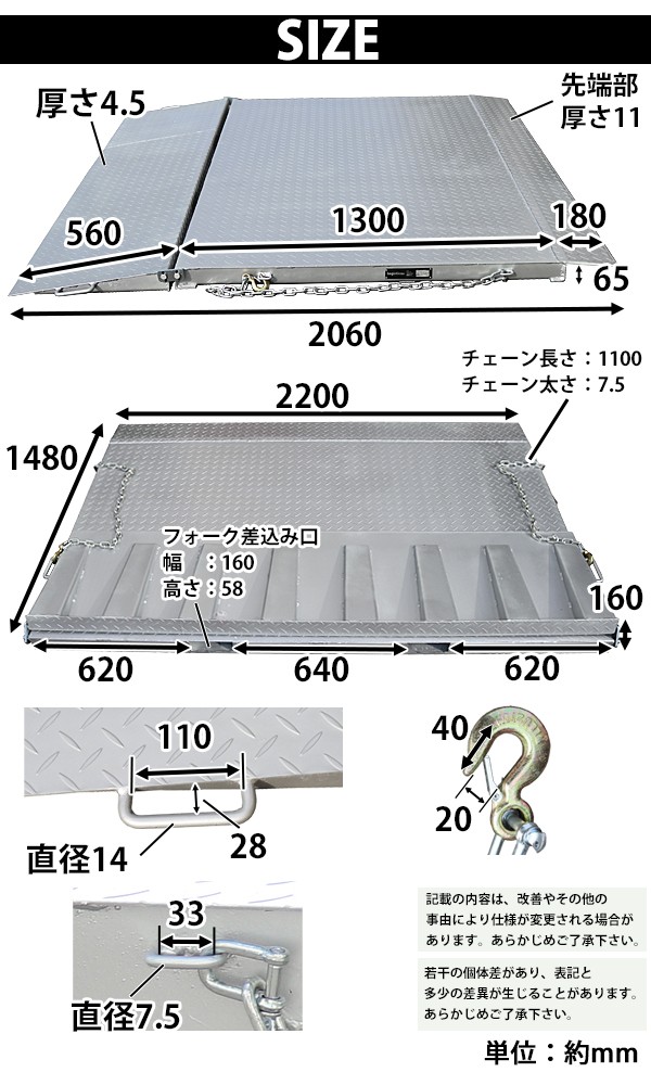 コンテナスロープ 耐荷重6500kg 幅2200mm 長さ2060mm 板厚4.5mm 6.5t 折りたたみ スロープ ランプ コンテナ 倉庫  トランクルーム レンタル倉庫 slopen65 : slope-n65 : BAUHAUS - 通販 - Yahoo!ショッピング