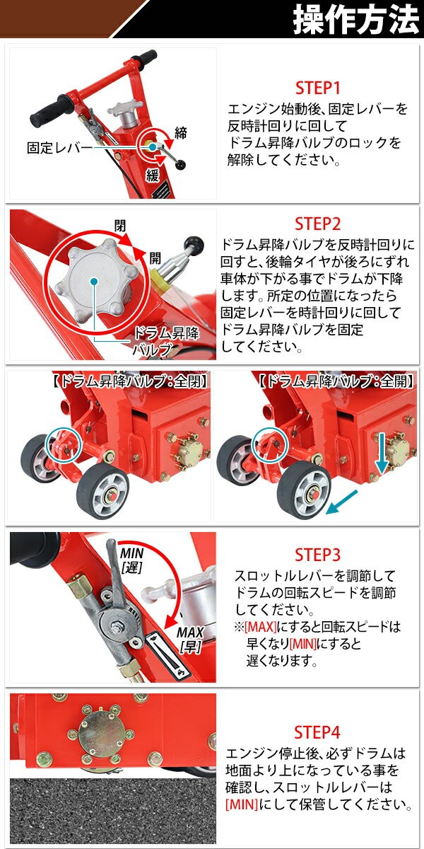 表面切削機 切削機 エンジン式 切削深度約5〜8mm Honda GX160内蔵 4