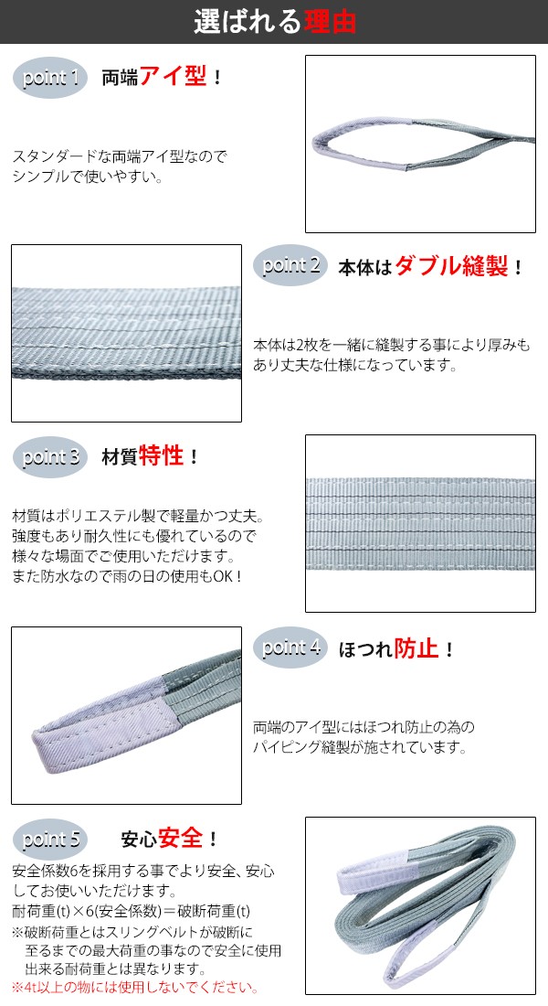 四本吊り ベルトスリング 幅100mm 長さ6.0m 基本使用荷重13.76T - 通販