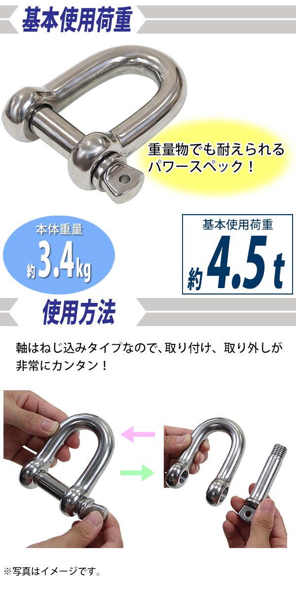 ステンレスシャックル JIS規格 ねじ込みタイプ M32 線径約32mm 開口約
