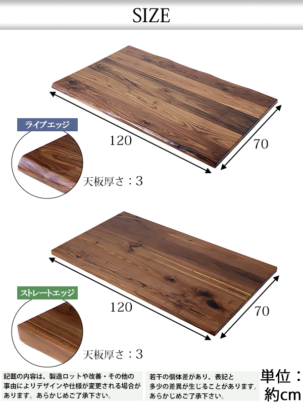 割引新品送料無料 天板 デスク テーブル 天板のみ パイン材 W1200×D700×H30mm パイン ライブエッジ グロス加工 高級 木製 木材 天然木 無垢材 平机