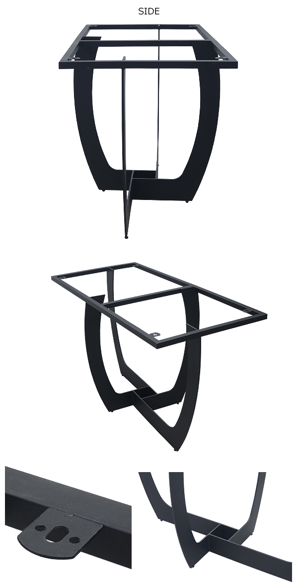 テーブル 脚 脚のみ デスク 一枚板天板用 U型 完成品 ブラック 黒 金属 パーツ DIY 約W121×D64×H72.5cm ネジ付き 吸盤付き｜bauhaus1｜04
