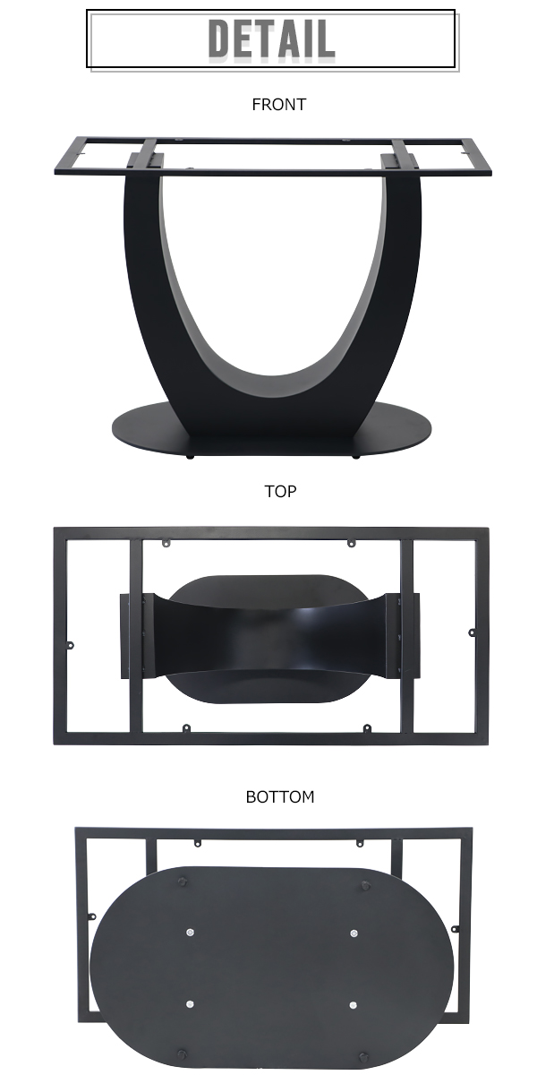 テーブル 脚 脚のみ デスク 一枚板天板用 U型 完成品 ブラック 黒 金属