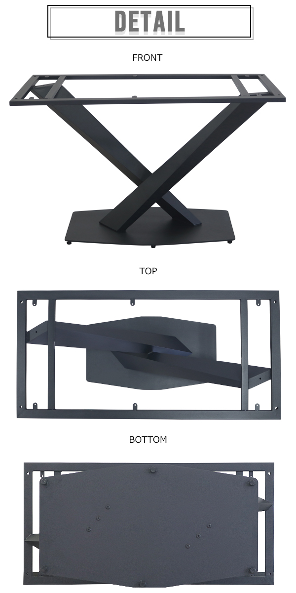 テーブル 脚 脚のみ デスク 一枚板天板用 X型 完成品 ブラック 黒 金属 パーツ DIY 約W115×D56×H72cm ネジ付き アジャスター｜bauhaus1｜03