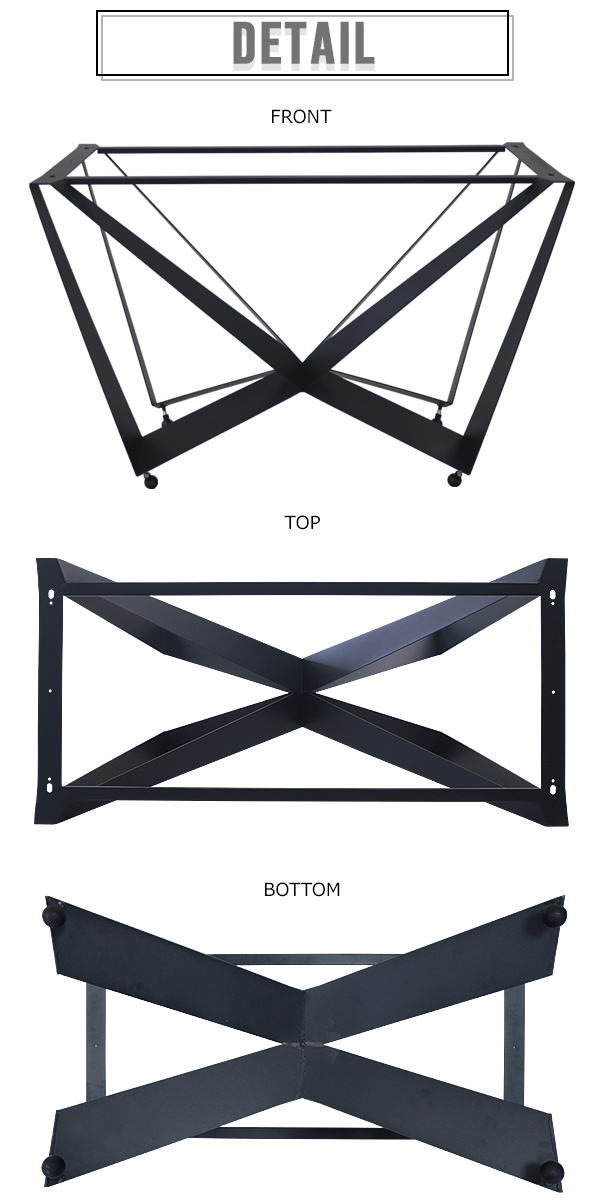 テーブル 脚 脚のみ デスク 一枚板天板用 X型 完成品 ブラック 黒 金属 パーツ DIY 約W120×D60×H79cm ネジ付き｜bauhaus1｜03