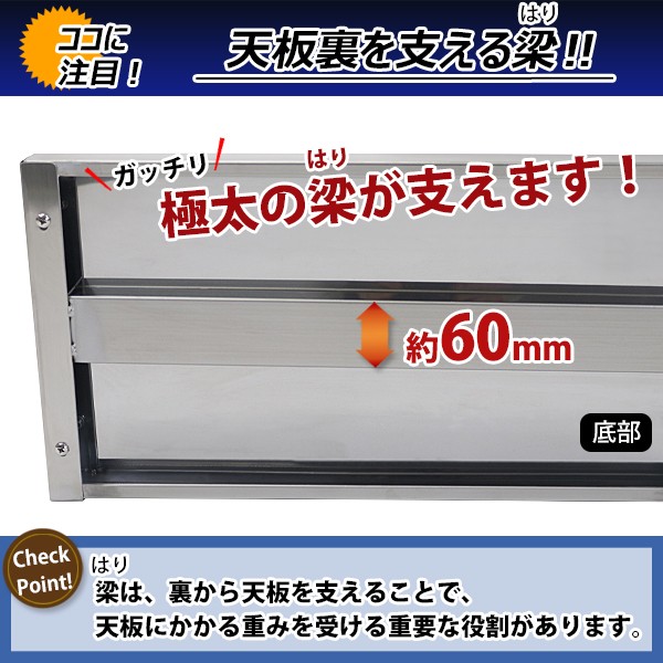 ステンレス製 棚 シェルフ キッチン平棚 幅約900mmx奥行約