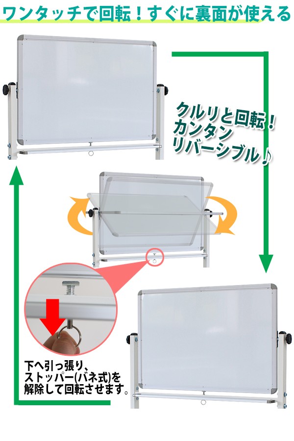 ホワイトボード W900xH600 両面 エコノミーモデル マーカー イレーザー