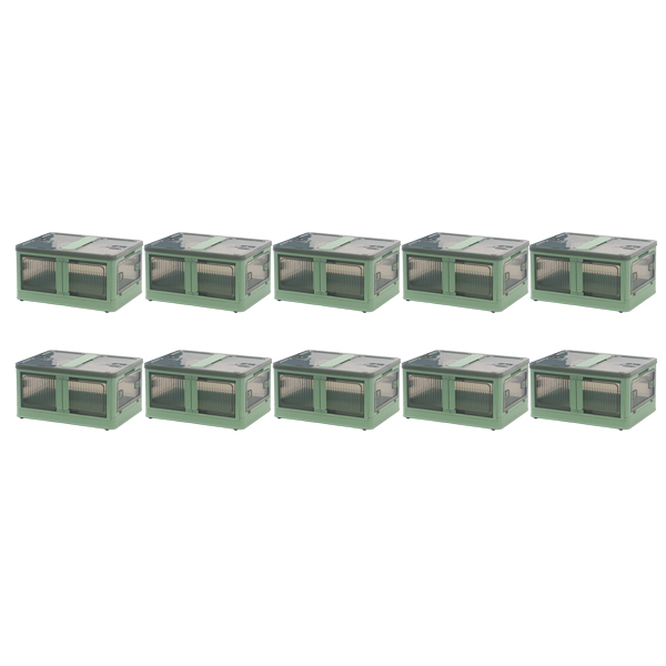 収納ボックス 折りたたみ 10個セット 約47×35×24.5cm Mサイズ 30L 選べるカラー キャスター付き 5面開閉 観音開き 積み重ね スタッキング クリア 透明の画像