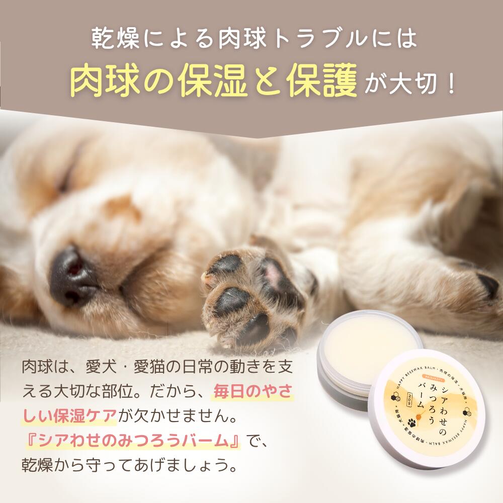 犬 肉球クリーム 無添加 猫 シアわせのみつろうバーム 舐めても安心