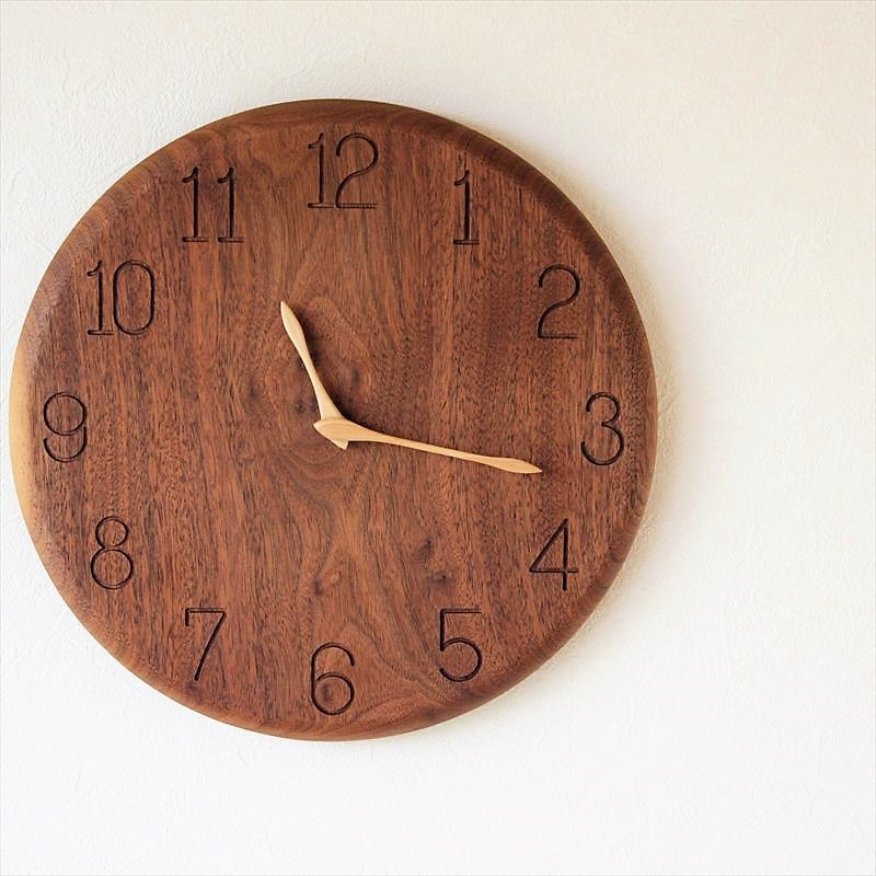 壁掛け時計 Moji 木の時計 日本製 国産 木製 天然木 ウォールクロック
