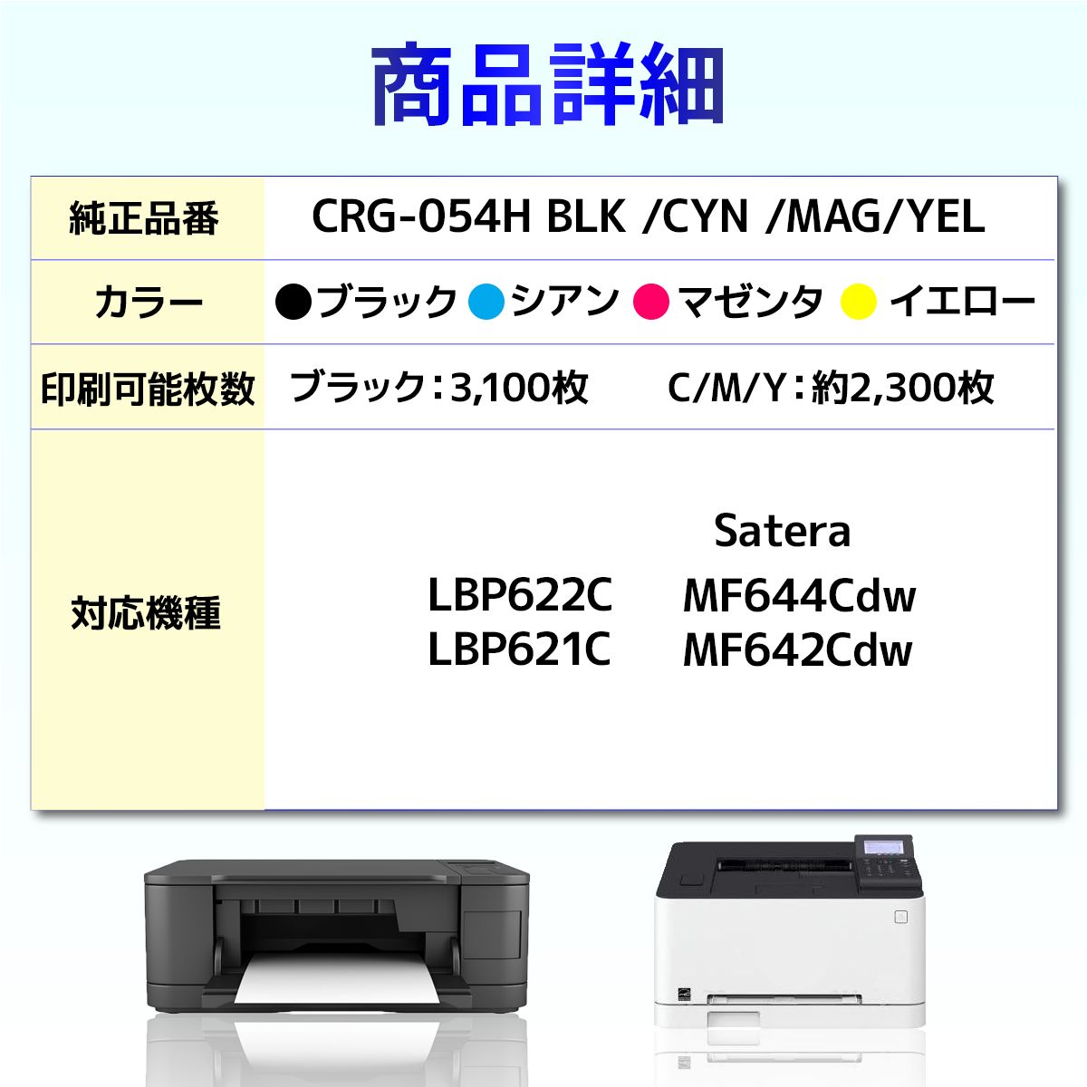 CRG-054H CRG-054HBLK CRG-054HCYN CRG-054HMAG CRG-054HYEL LBP622C