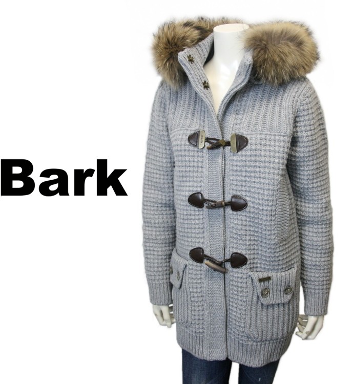 【美品】Bark/バーク ニット ダッフル ダウンコート ジャケット M グレー BARK（バーク） レディース ニット ファー付き フード ミディアム丈