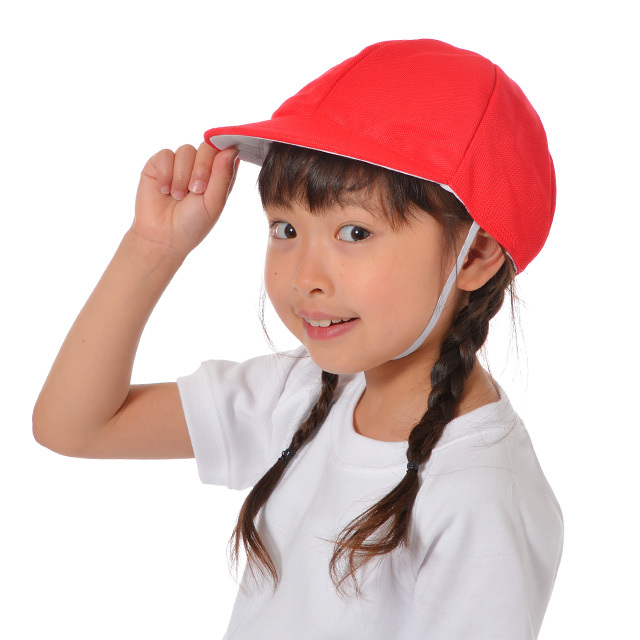 メッシュタイプ赤白帽子 紅白帽子 日よけなし 男の子 女の子 赤
