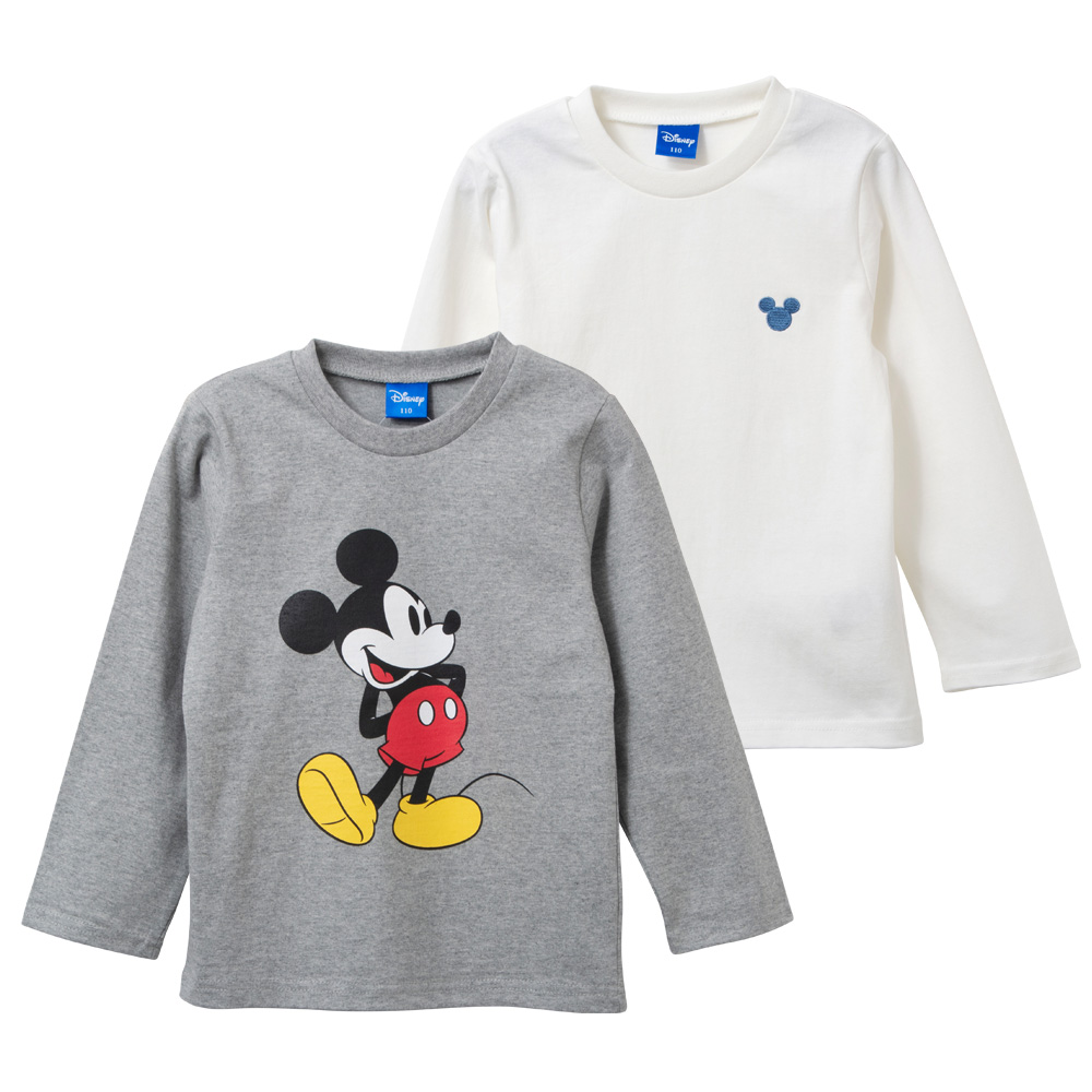 綿100％ ディズニー ロンT キッズ 2枚組 ミッキー ミニー 長袖 丸首 男の子 女の子 110 120 130 140 白/グレー/ベージュ/ピンク/ラベンダー/黒 220520t [CT-11] |  | 02