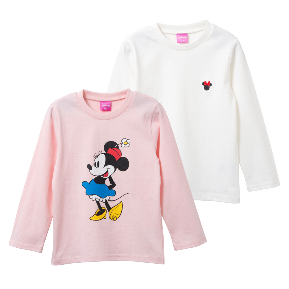 綿100％ ディズニー ロンT キッズ 2枚組 ミッキー ミニー 長袖 丸首 男の子 女の子 110 120 130 140 白/グレー/ベージュ/ピンク/ラベンダー/黒 220520t [CT-11] |  | 06