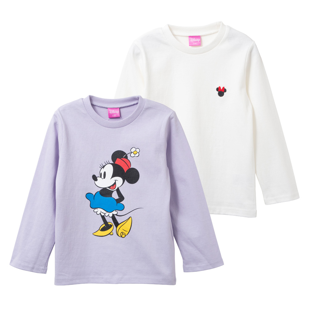 綿100％ ディズニー ロンT キッズ 2枚組 ミッキー ミニー 長袖 丸首 男の子 女の子 110 120 130 140 白/グレー/ベージュ/ピンク/ラベンダー/黒 220520t [CT-11] |  | 08