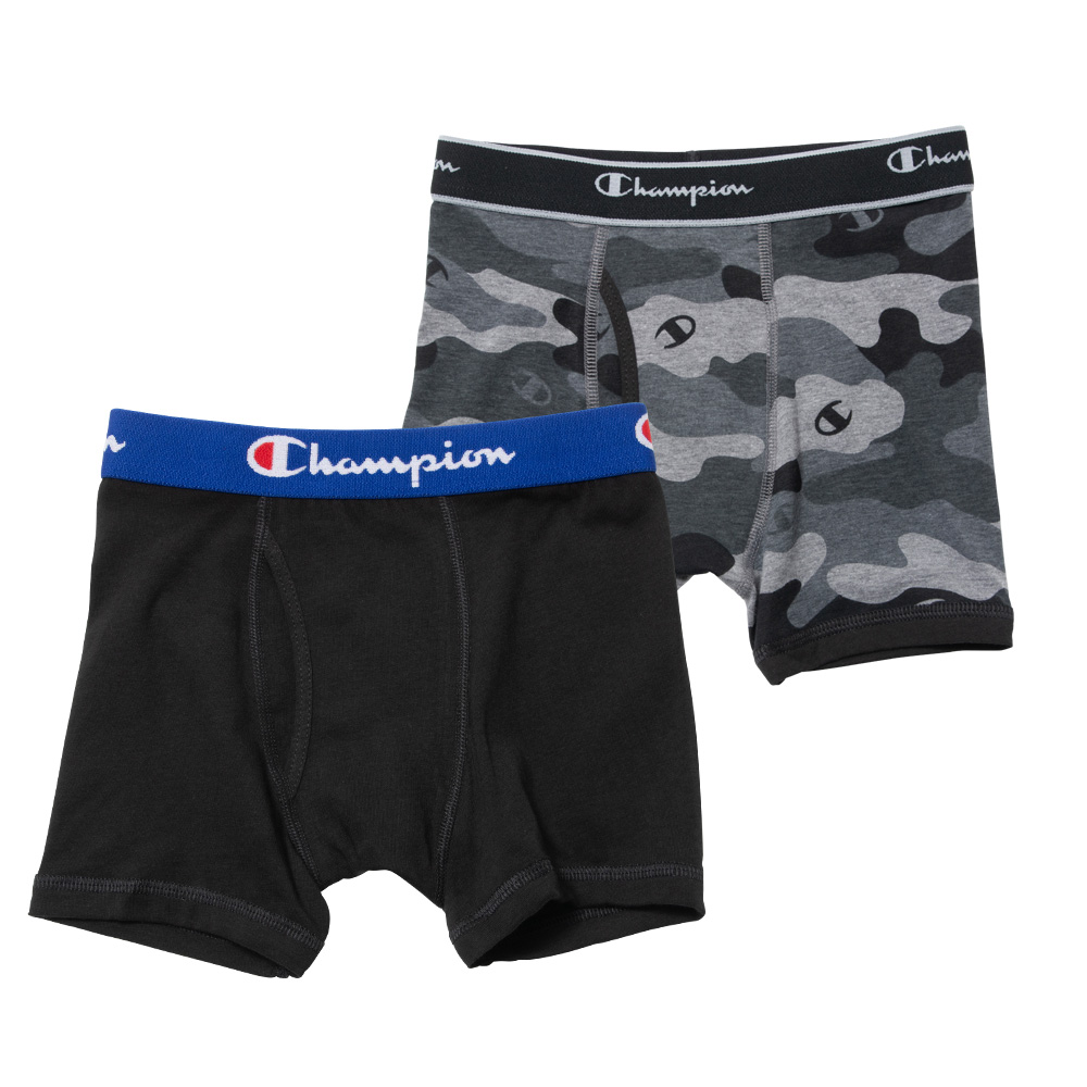 Champion 抗菌防臭 コットン ストレッチ ボクサーパンツ 2P 2枚組 前開き 下着 キッズ ジュニア 男の子 130 140 150 160 グレー/紺/黒 cb6et701 [BB-22] | Champion | 04