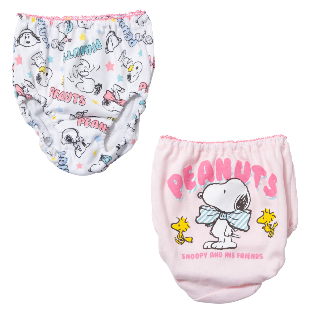 綿100％ SNOOPY スヌーピー ショーツ 2枚組 2P 2枚入り 2枚セット キッズ 下着 女の子 女児 110 120 130 白/ピンク 110-130cm sn6011 [BB-25] |  | 01