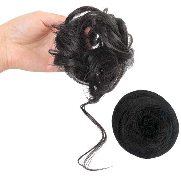 シュシュ ウィッグ ルーズお団子 おくれ毛 ポイントウィッグ つけ毛 お団子ヘア 部分ウィッグ エクステ ウイッグ 付け毛 ヘアアクセ WIG BUN 006 |  | 01