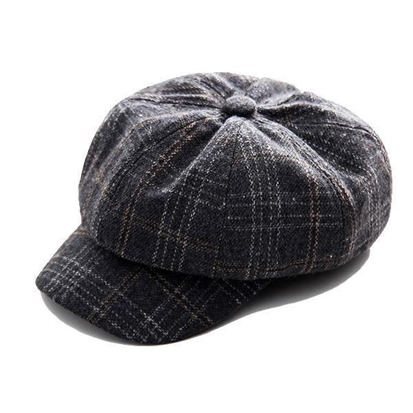 チェック柄 キャスケット帽 厚手 帽子 キャスケット フェルト 格子柄 ツイード ハンチング キャップ メンズ レディース 秋 冬 CAP 1320 |  | 03