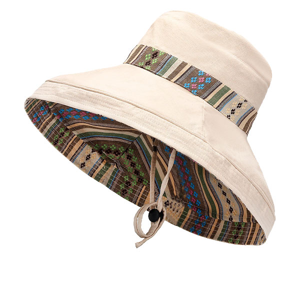 つば広ハット コットン リバーシブル エスニック 日除け帽子 無地 プリント 紫外線防止 大きめつば レディース 春 夏 秋 HAT 1597 |  | 03