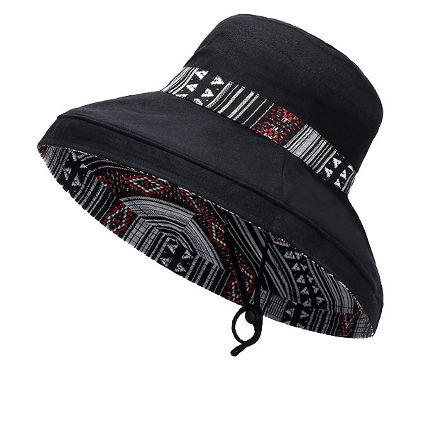 つば広ハット コットン リバーシブル エスニック 日除け帽子 無地 プリント 紫外線防止 大きめつば レディース 春 夏 秋 HAT 1597 |  | 01