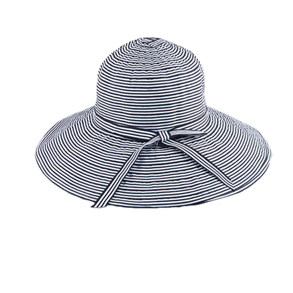 UVカット ハット 折りたたみ つば広帽子 ボーダー リボン カジュアル クラッシック 日焼け対策 レディース 春夏秋 CAP 2703 |  | 01