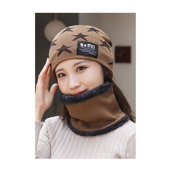 ニット帽 2点セット(帽子+ネックウォーマー) レディース 星柄 帽子 ボア付き ニットキャップ ワッチ ビーニー メンズ レディース 秋 冬 KNIT CAP 4006 |  | 04