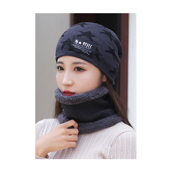 ニット帽 2点セット(帽子+ネックウォーマー) レディース 星柄 帽子 ボア付き ニットキャップ ワッチ ビーニー メンズ レディース 秋 冬 KNIT CAP 4006 |  | 03