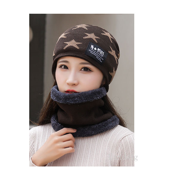ニット帽 2点セット(帽子+ネックウォーマー) レディース 星柄 帽子 ボア付き ニットキャップ ワッチ ビーニー メンズ レディース 秋 冬 KNIT CAP 4006 |  | 02