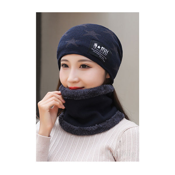 ニット帽 2点セット(帽子+ネックウォーマー) レディース 星柄 帽子 ボア付き ニットキャップ ワッチ ビーニー メンズ レディース 秋 冬 KNIT CAP 4006 |  | 06