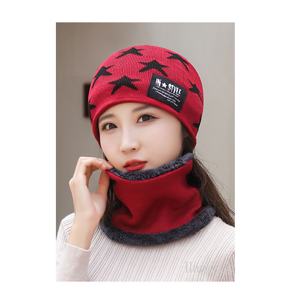ニット帽 2点セット(帽子+ネックウォーマー) レディース 星柄 帽子 ボア付き ニットキャップ ワッチ ビーニー メンズ レディース 秋 冬 KNIT CAP 4006 |  | 05