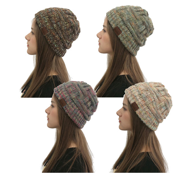 PACS / ニットキャップ/--/マルチカラー/総柄/メンズ ニット帽 マルチカラー 配色ニット帽 ざっくりニット カラフル