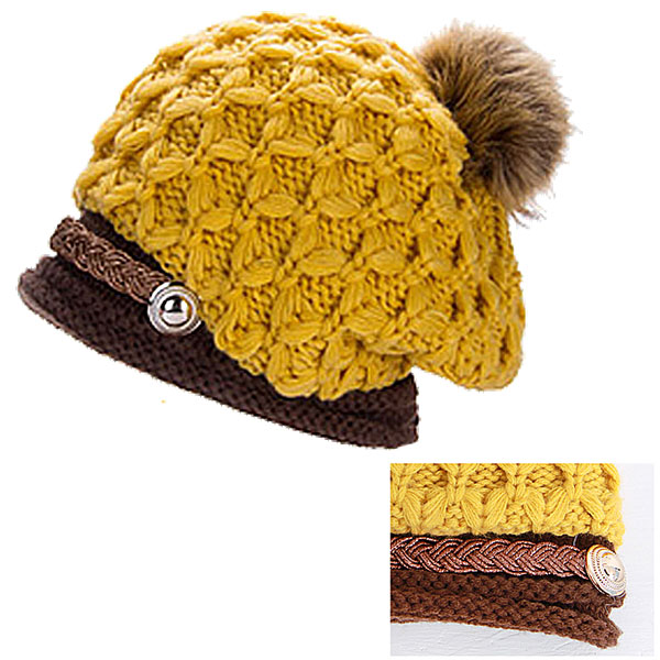 ニット帽 ボンボン ニットキャップ 帽子 キャスケット ベルト ぼんぼん