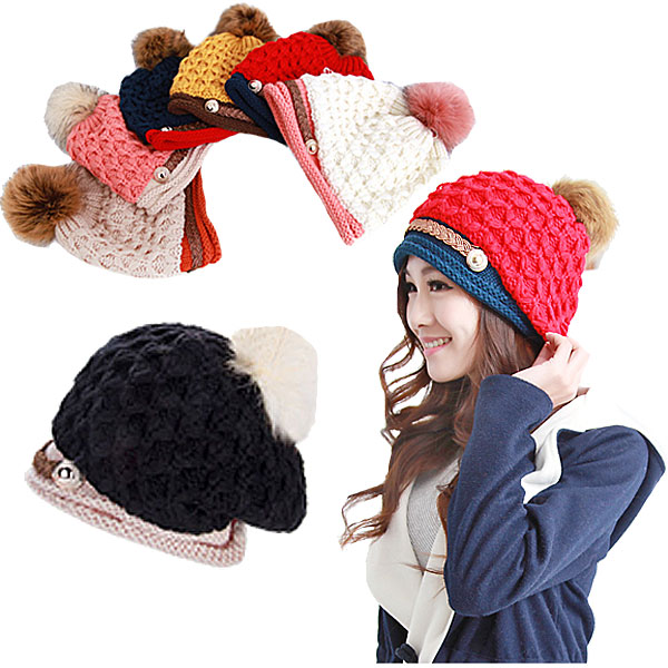 ニット帽 ボンボン ニットキャップ 帽子 キャスケット ベルト ぼんぼん