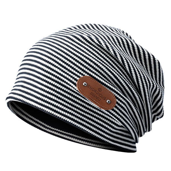 コットン ニット帽 ボーダー柄 ワッペン付き ニットキャップ 裏地付 ワッチキャップ 綿 ビーニー 医療用帽子 マルチカラー白黒 メンズ レディース KNIT CAP 4098 |  | 01