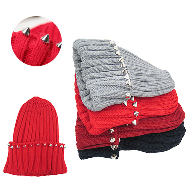 ニット帽 ニットキャップ スタッズ付き ストリート ロック パンク