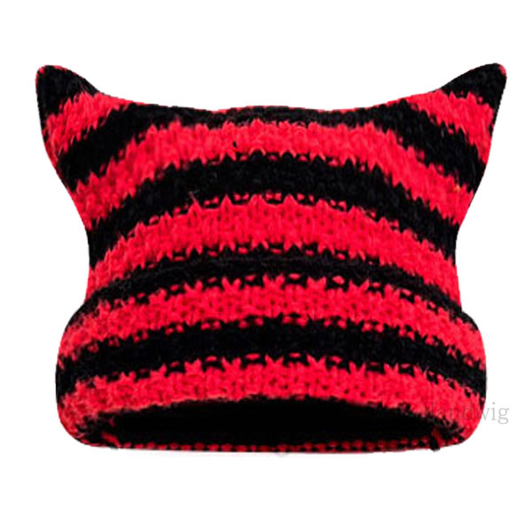 ニット帽 猫耳 ボーダー柄 帽子 ネコミミ ニットキャップ 猫ミミ 折り返し あごひも ケーブル編 ビーニー キッズ帽子 レディース女性用 KNIT CAP 4999 |  | 05